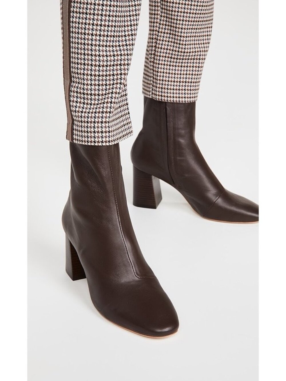 New Loeffler Randall Elise Brown Leather Stretch Bootie Sz 9.5